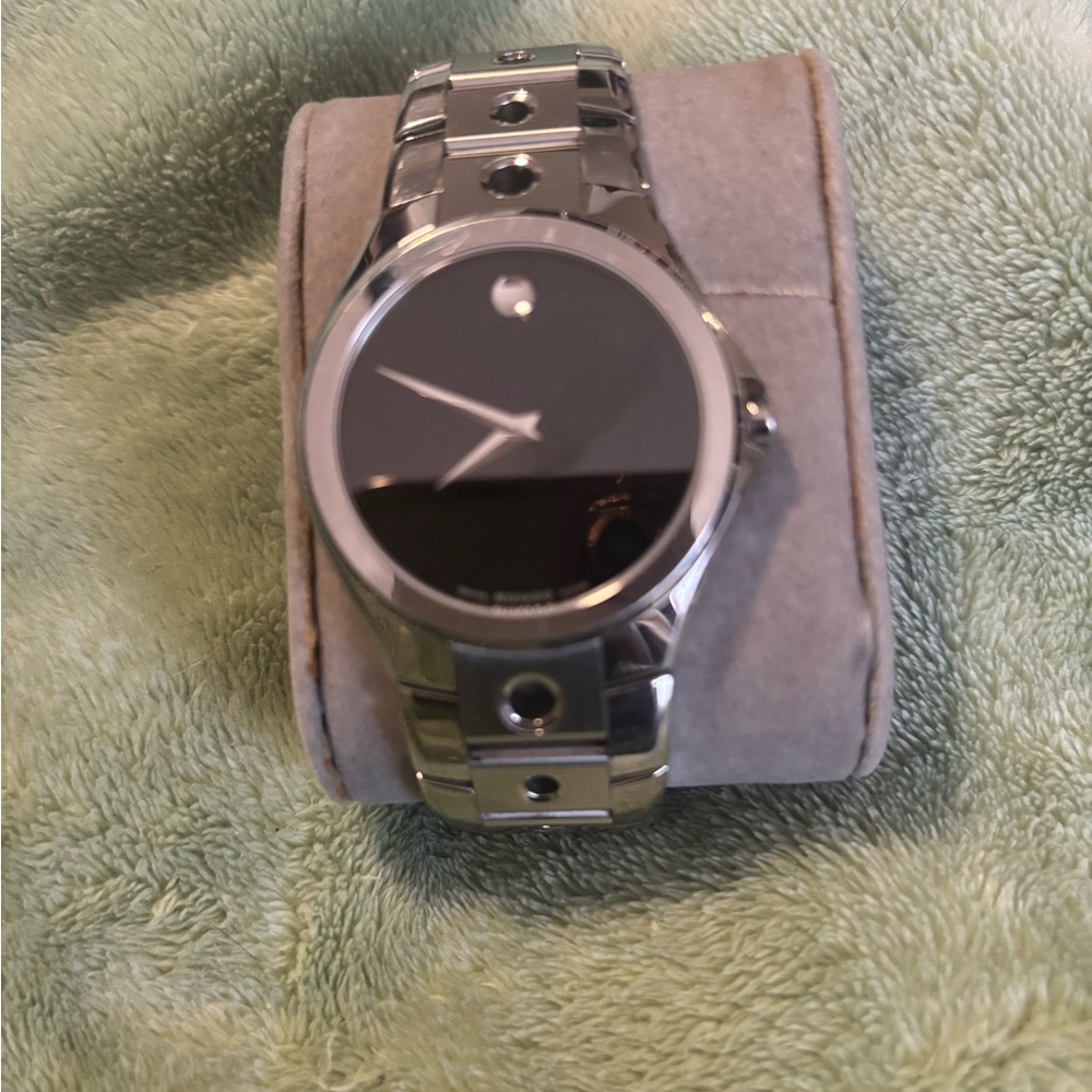 Movado Black and Silver Men's Watch